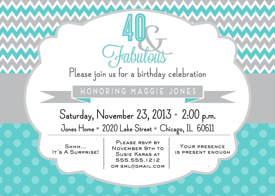 40 Birthday Invitation