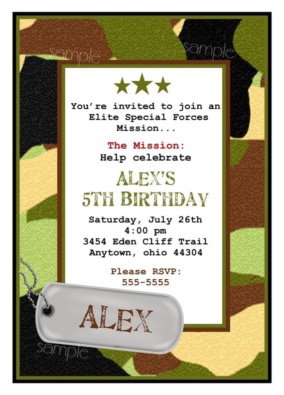 Army Invitation For Boys