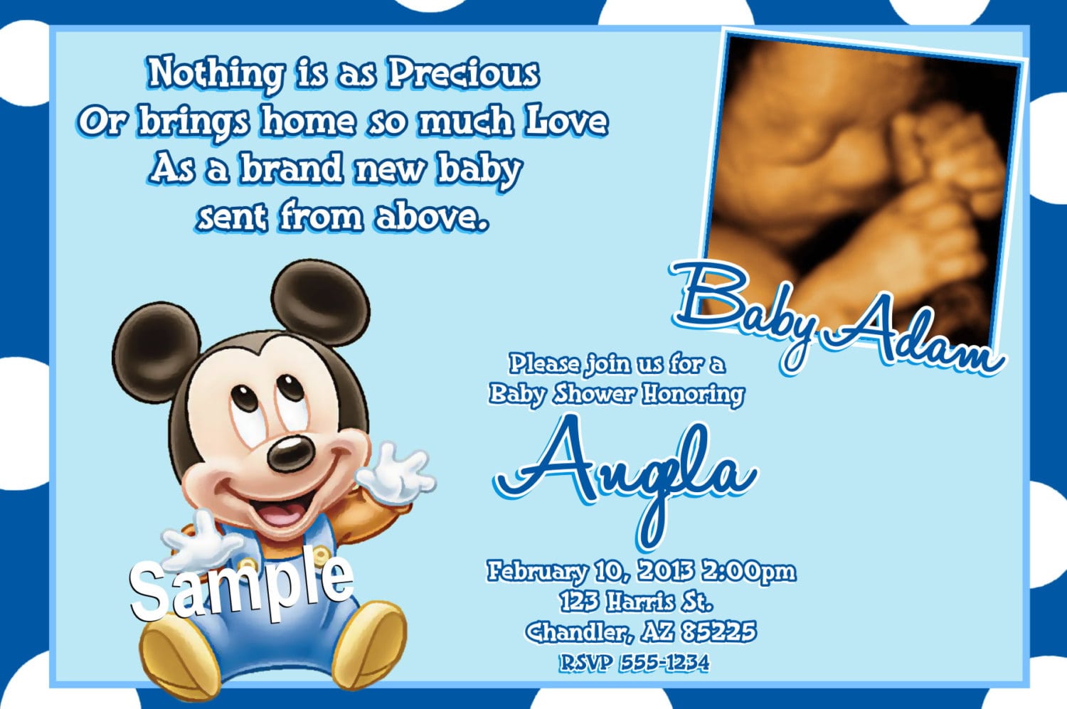 Baby Mickey Baby Shower Invitations