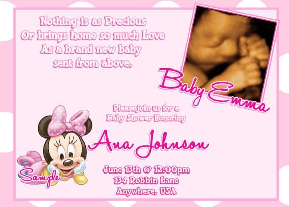 Baby Minnie Mouse Shower Invitations