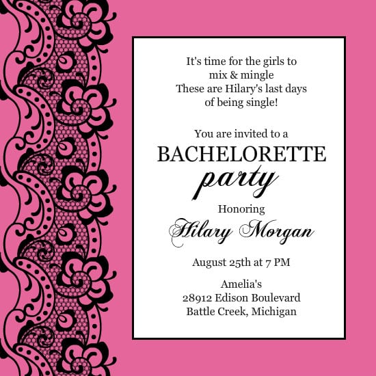 Bachelorette Party Invitation Wording