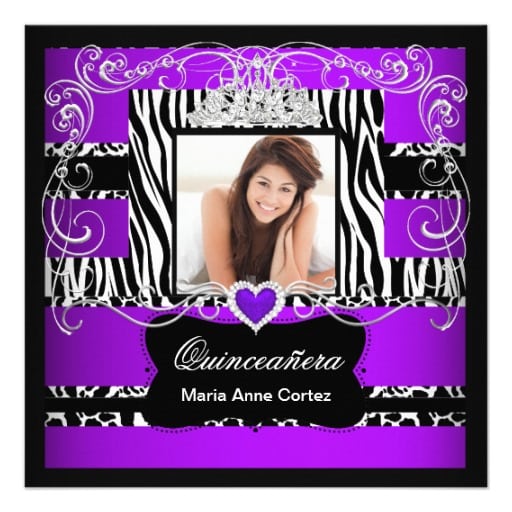 Black And Purple Quinceanera Invitations