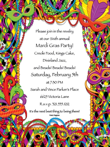 Blank Mardi Gras Invitation Paper
