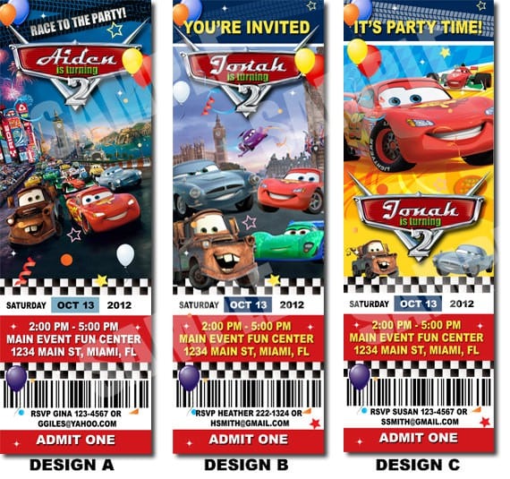 Cars 2 Ticket Invitation Template For Free