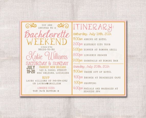 Custom Bachelorette Party Invitation Template