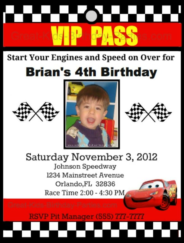 Disney Cars Birthday Invitation Templates