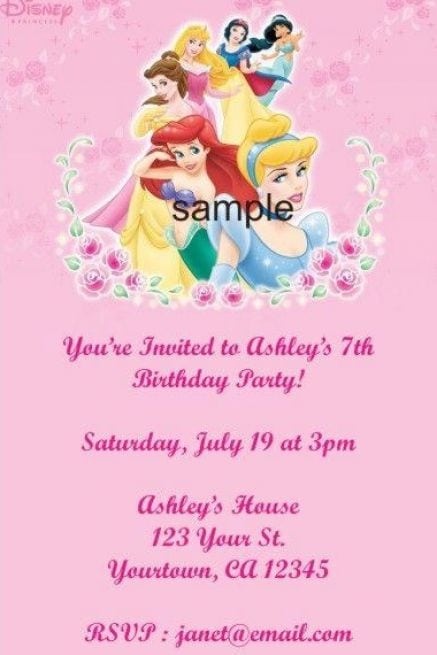 Disney Princess Birthday Invitations Free Printable