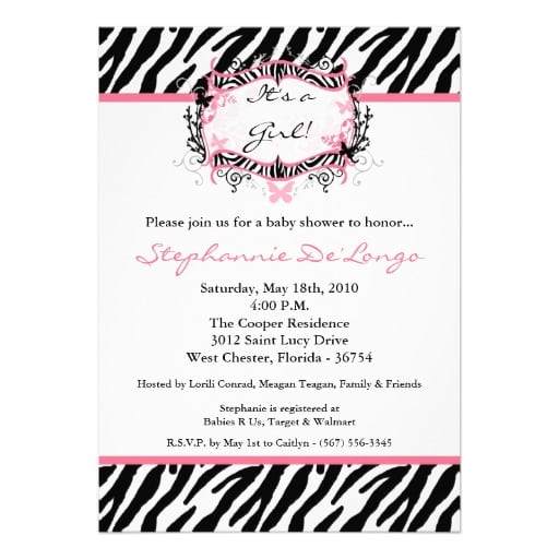 Downloadable Zebra Print Baby Shower Invitation Template