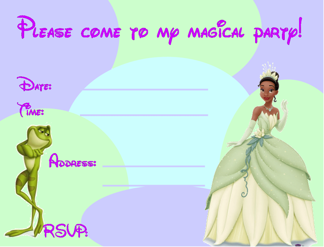 Free Princess And The Frog Party Invitation Printable