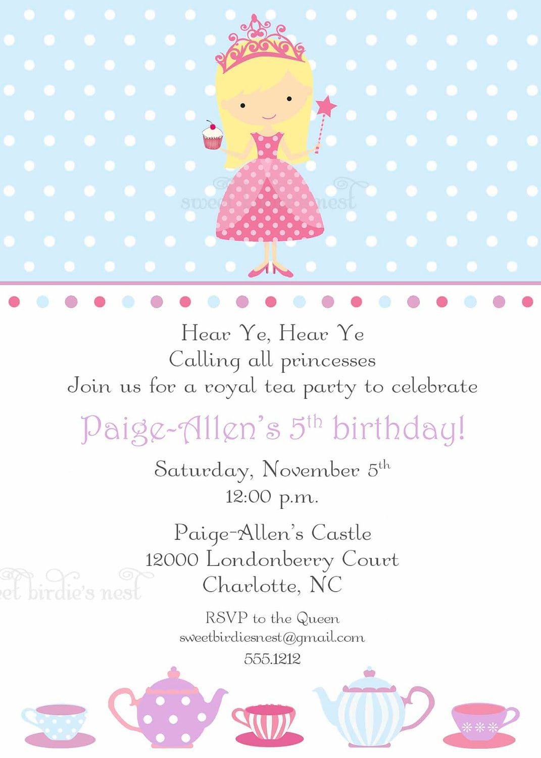 Free Princess Tea Party Invitation
