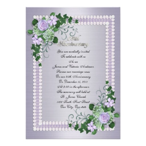Free Printable 25th Wedding Anniversary Invitation Free Printable 25th Wedding Anniversary Invitation