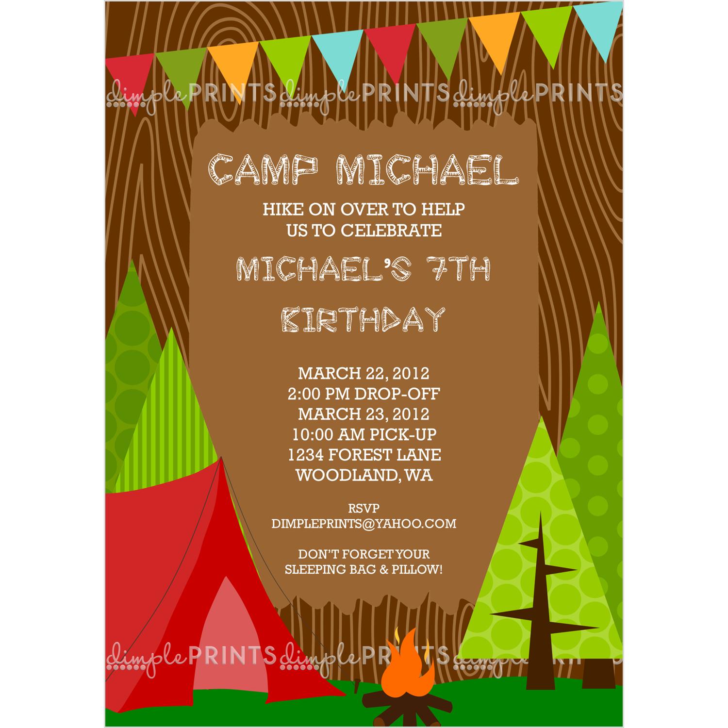 Free Printable Campfire Sleepover Invitation