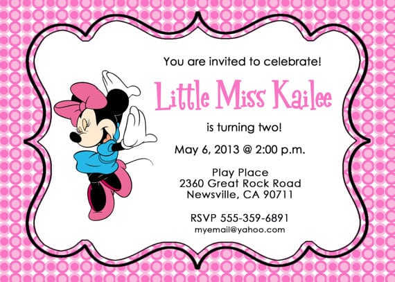 Free Printable Minnie Mouse First Birthday Invitations
