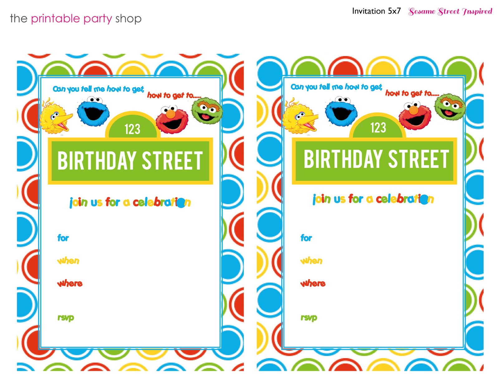 Free Printable Sesame Street Invitation
