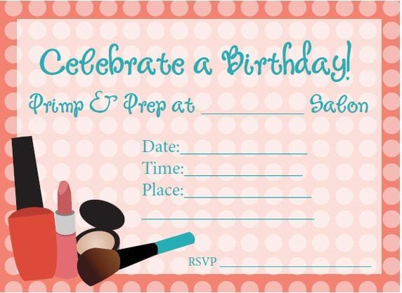 Free Printable Spa Party Invitation