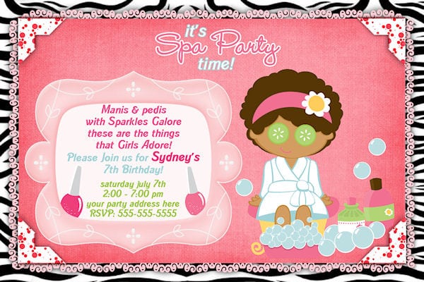 Free Printable Spa Sleepover Invitations