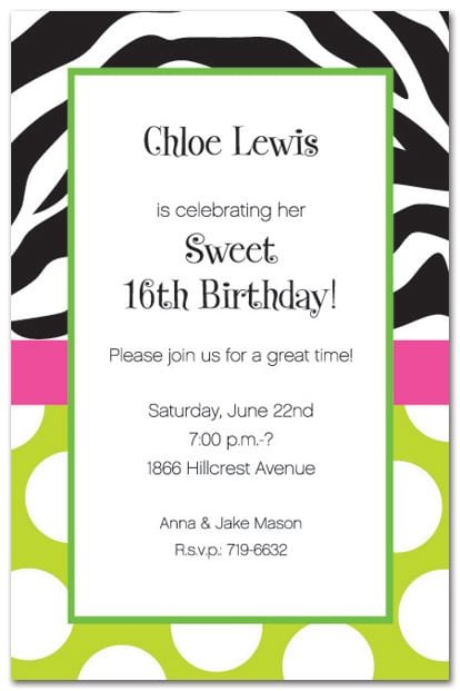 Free Printable Zebra Stripe Birthday Invitations