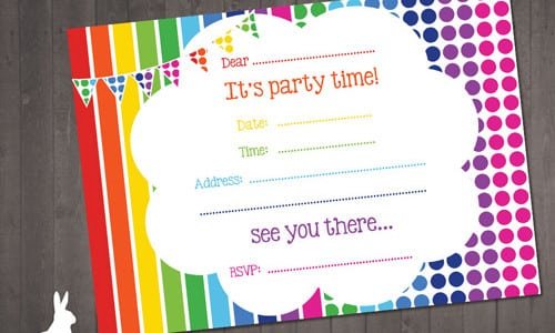 Free Rainbow Party Invitation Template