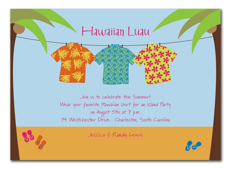 Hawaiian Themed Party Invitation Templates