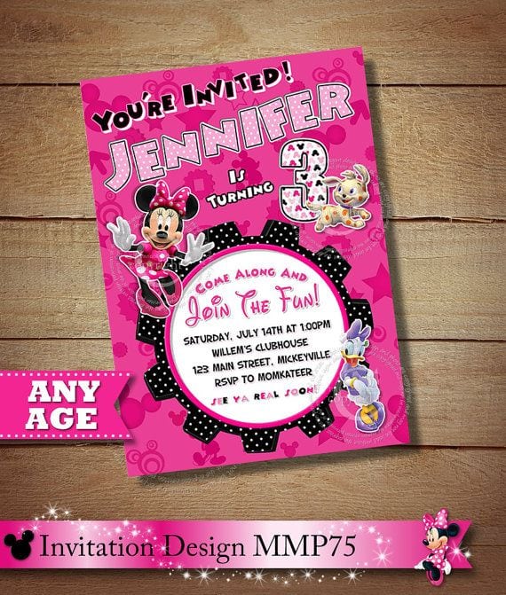 Images Of Minnie Mouse And Daisy Birthday Invitation
