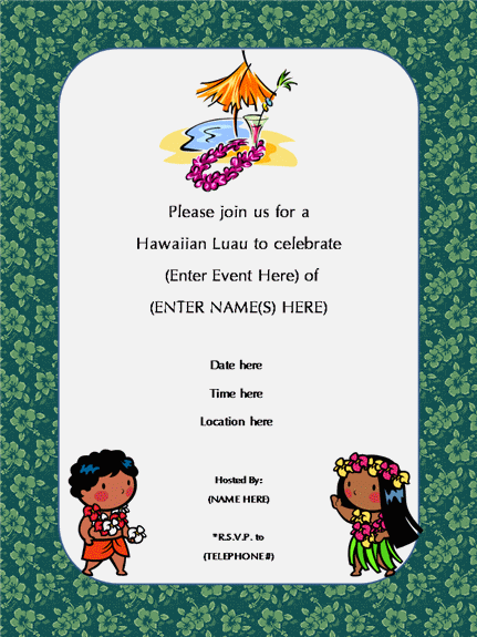 Invitation Templates Hawaiian Party