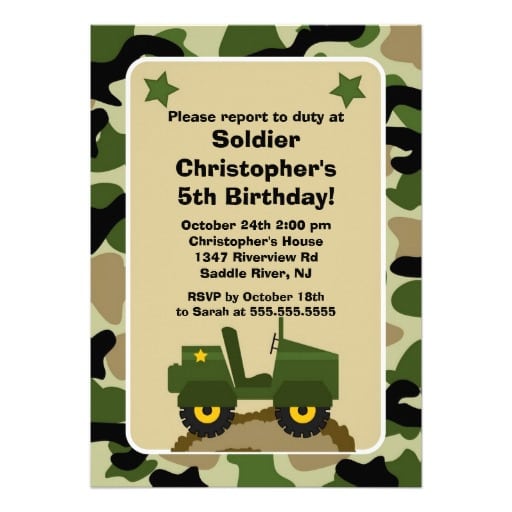 Kids Military Birthday Invitation