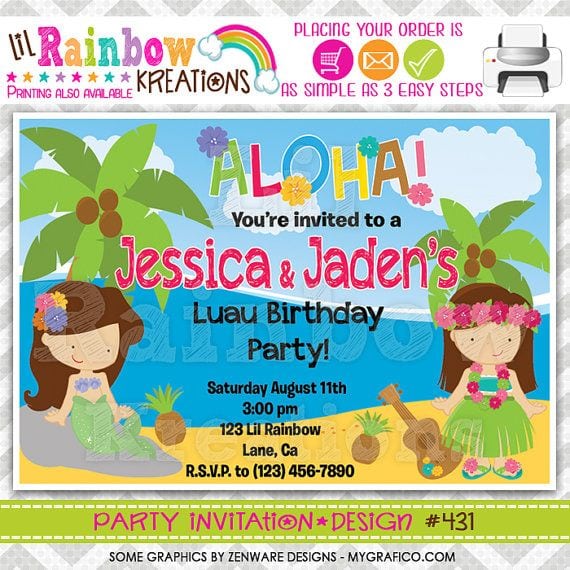 Mermaid Luau Invitation