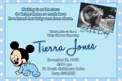Mickey Mouse Baby Shower Invitation Template