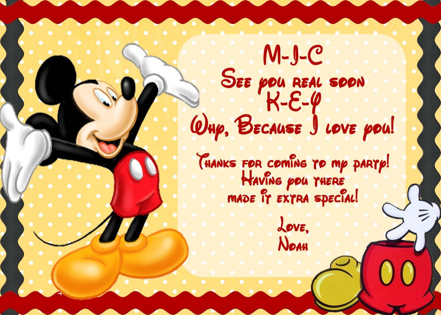 Mickey Mouse Birthday Invitation Template Free