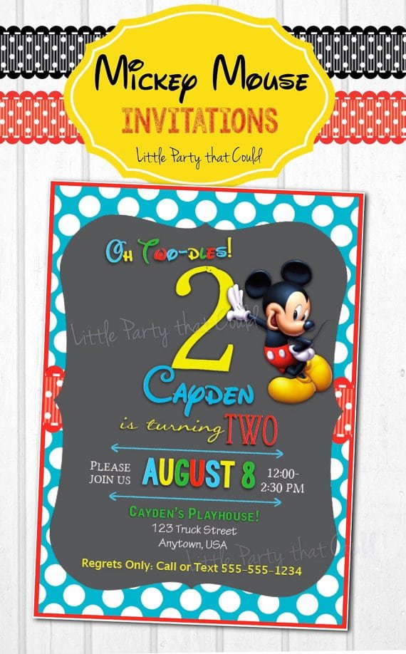 Mickey Mouse Photo Invitations-1st Birthday