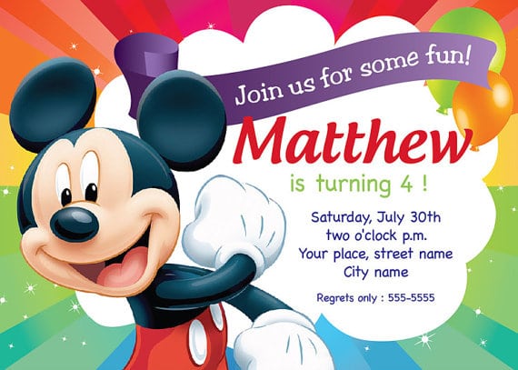 Mickey Mouse Printable Invitation Template