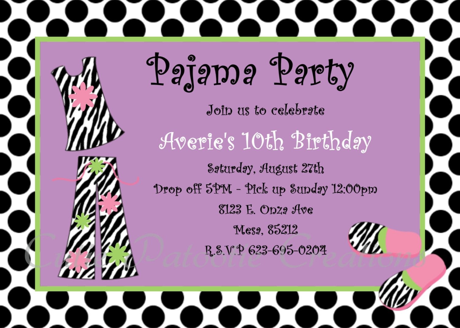 Pajama Party Invitation Free Printable
