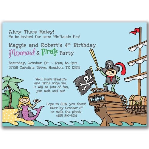 Pirate Princess Party Invitation Wording