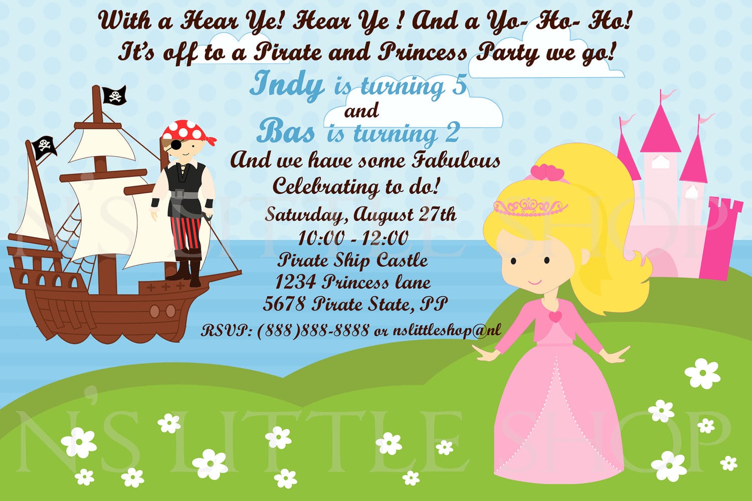 Pirate Princess Party Invitations Template