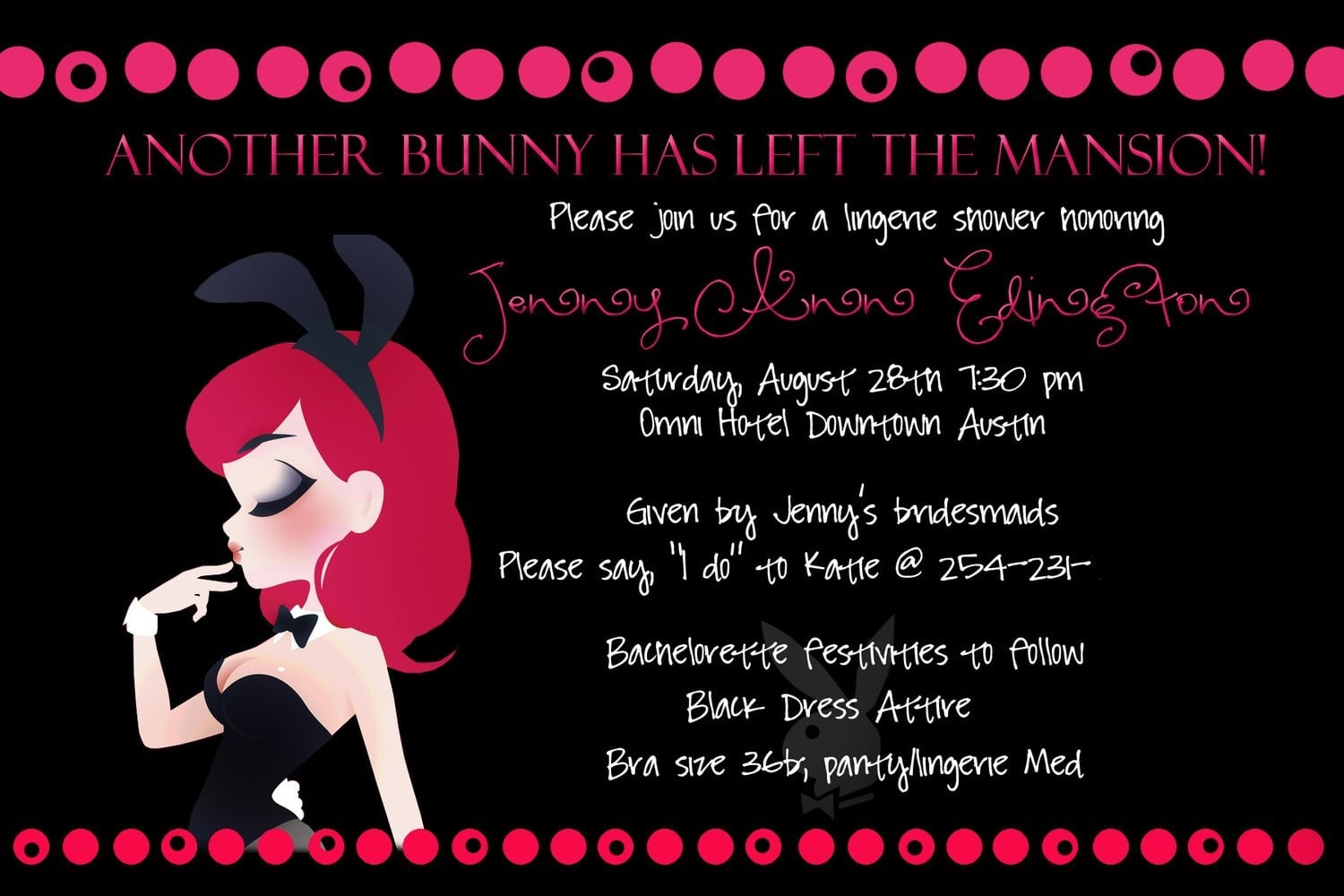 Play Boy Bunny Bachelorette Wording For Invitation
