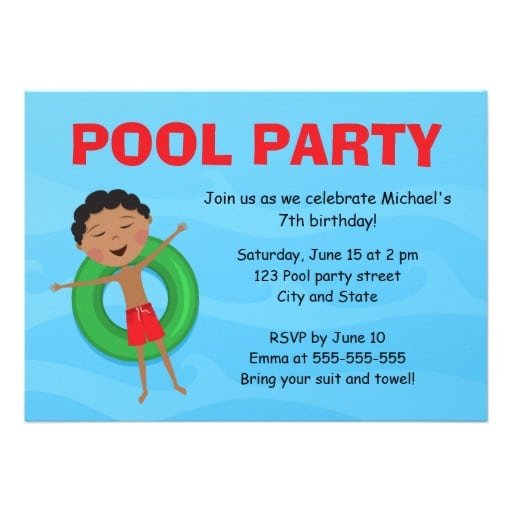 Pool Party Invitation For Boys