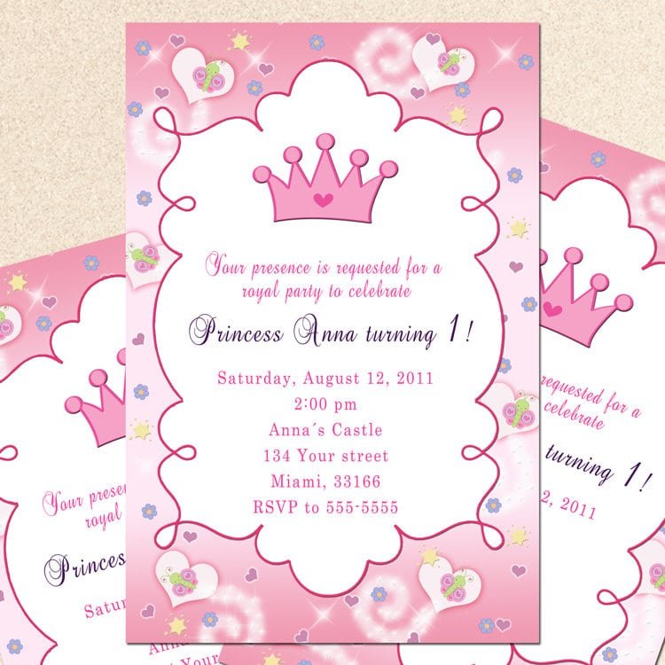 Princess Invitation Card Birthday