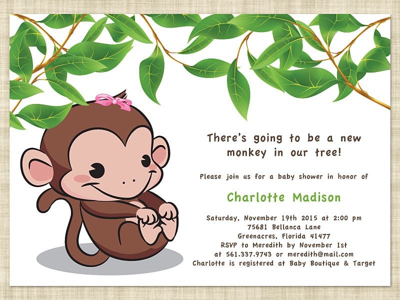 Printable Monkey Baby Shower Invitations Templates