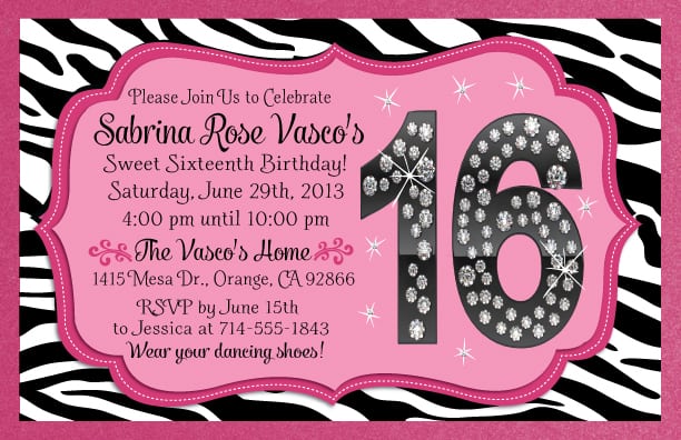 Printable Pink Zebra Invitation