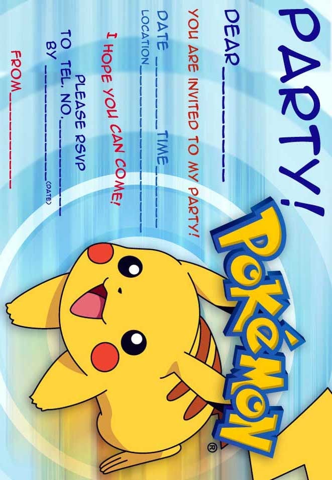 Printable Pokemon Birthday Party Invitations