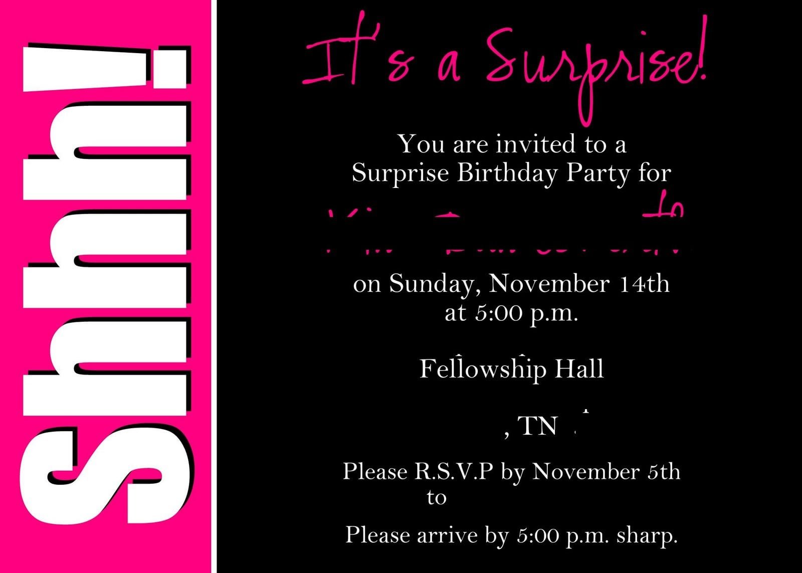 Printable Surprise 50th Birthday Party Invitations