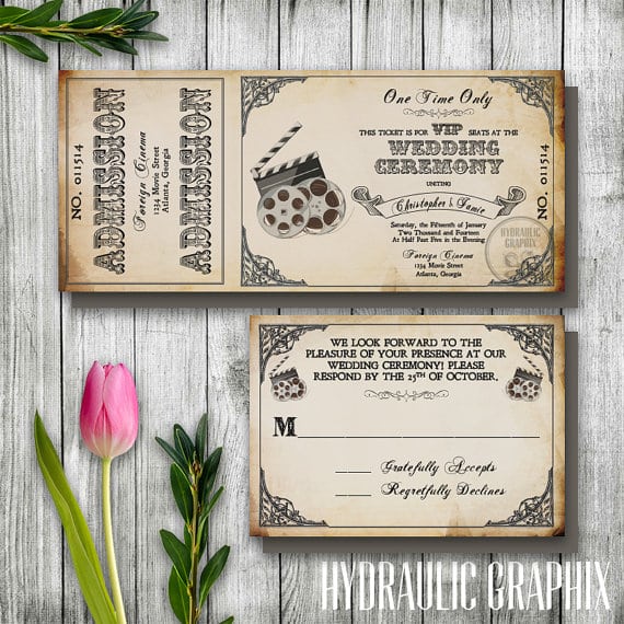 Printable Ticket Wedding Invitation