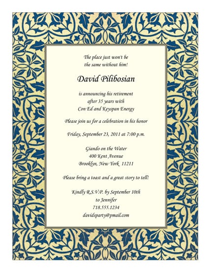 Retirement Invitation Wording Template