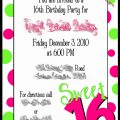 Sweet 16 Invitation Verses