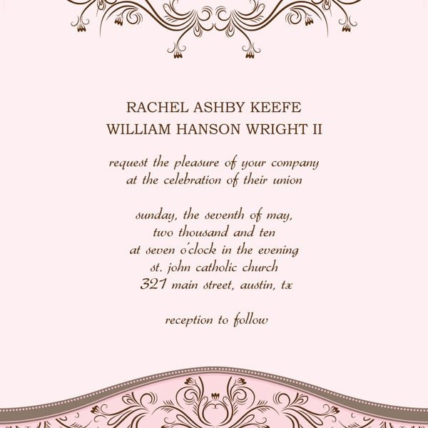 Template For Wedding Invitations In Microsoft Word