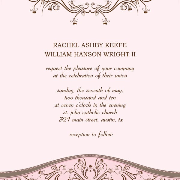 Template For Wedding Invitations In Microsoft Word