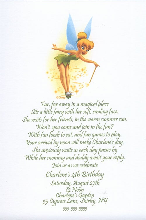 Tinkerbell Birthday Party Invitation Templates