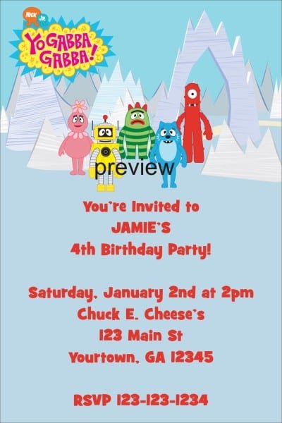 Yo Gabba Gabba Party Invitation