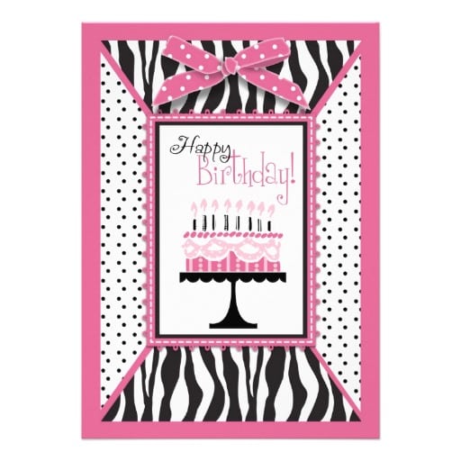 Zebra Print Birthday Invitations