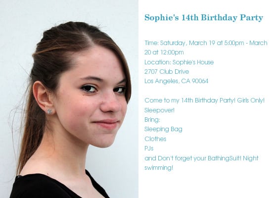 14th Birthday Party Invitation